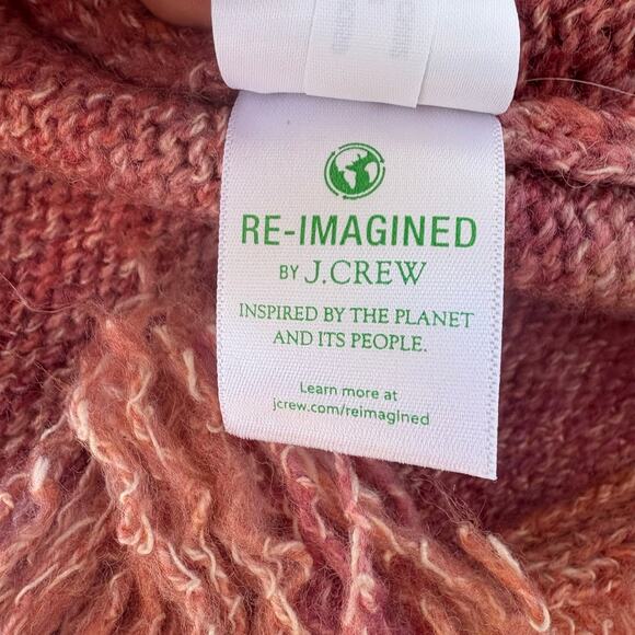 J. Crew Maxi Dress Sz L Pink Space Dyed Knit Fringe Hem Bishop Sleeve NEW - Picture 11 of 15